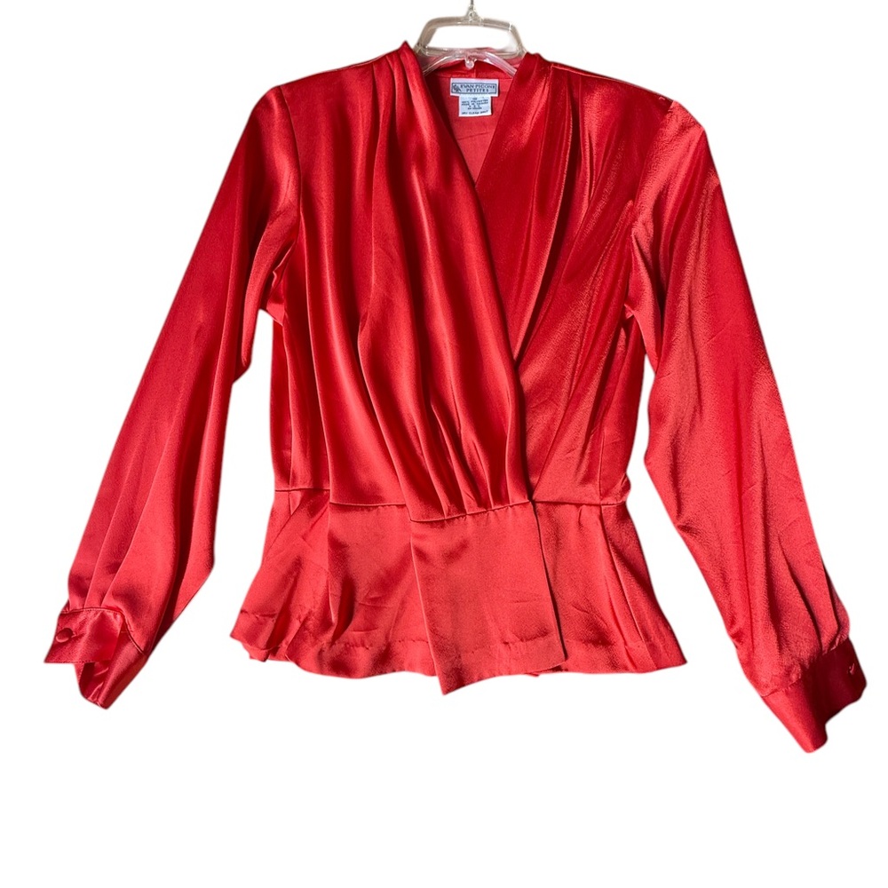 Vintage Red silk like blouse